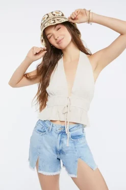 Gauze Flounce Halter Top