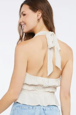 Gauze Flounce Halter Top