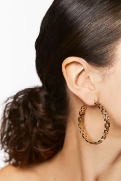 Geo Chain Hoop Earrings