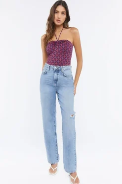 Geo Floral Halter Bodysuit