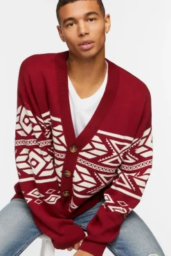 Geo Print Cardigan Sweater