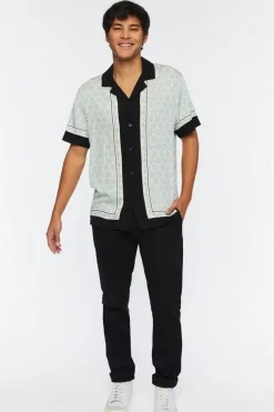 Geo Print Colorblock Shirt