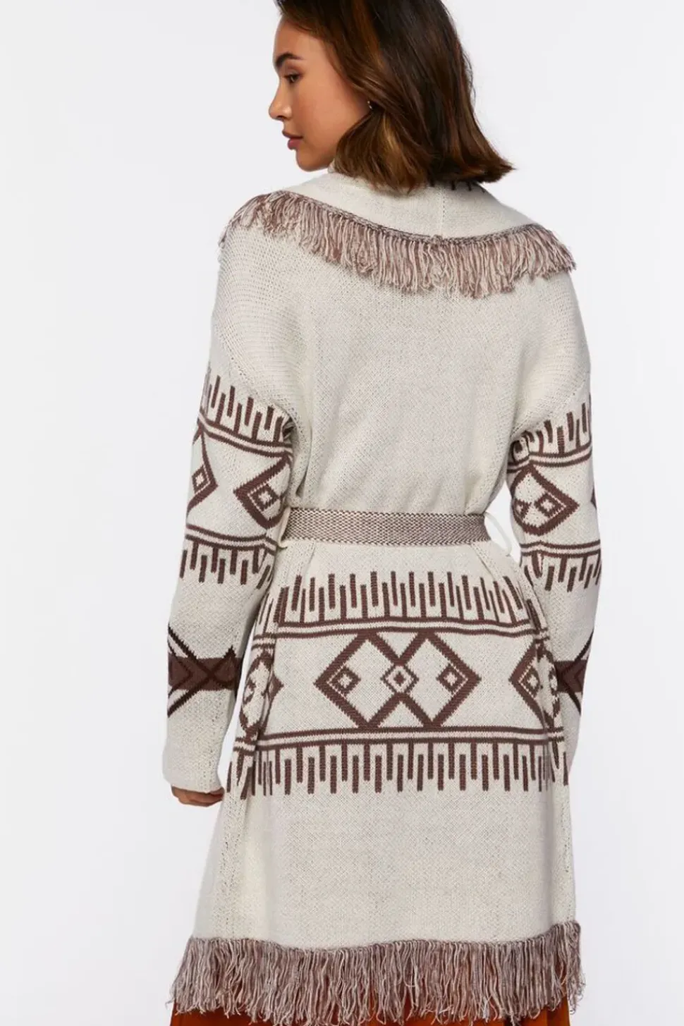 Geo Print Longline Cardigan Sweater