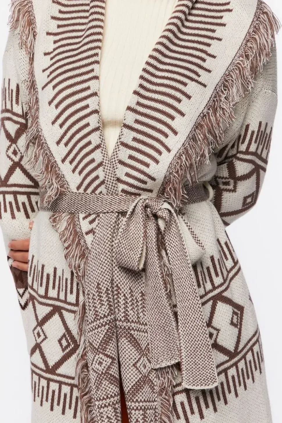 Geo Print Longline Cardigan Sweater