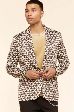 Geo Print Notched Blazer