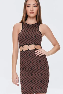 Geo Print O-Ring Cutout Dress