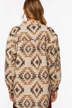 Geo Print Raw-Cut Shacket