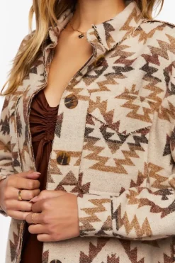 Geo Print Raw-Cut Shacket