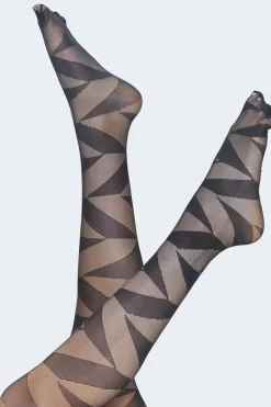 Geo Print Semi-Sheer Tights