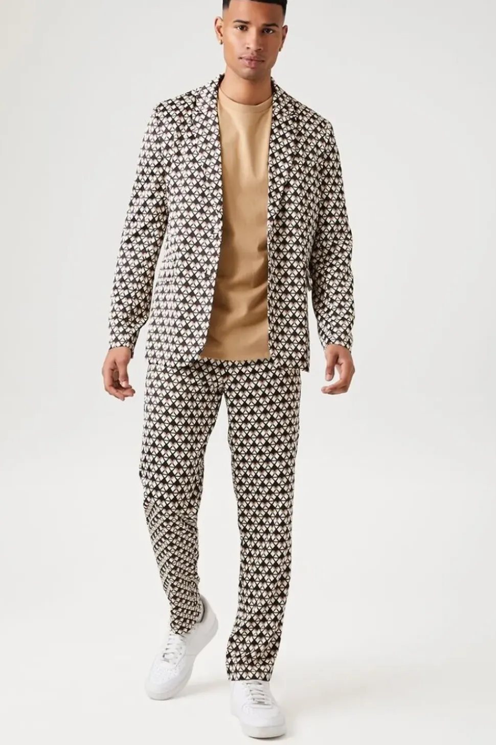 Geo Print Slim-Leg Pants