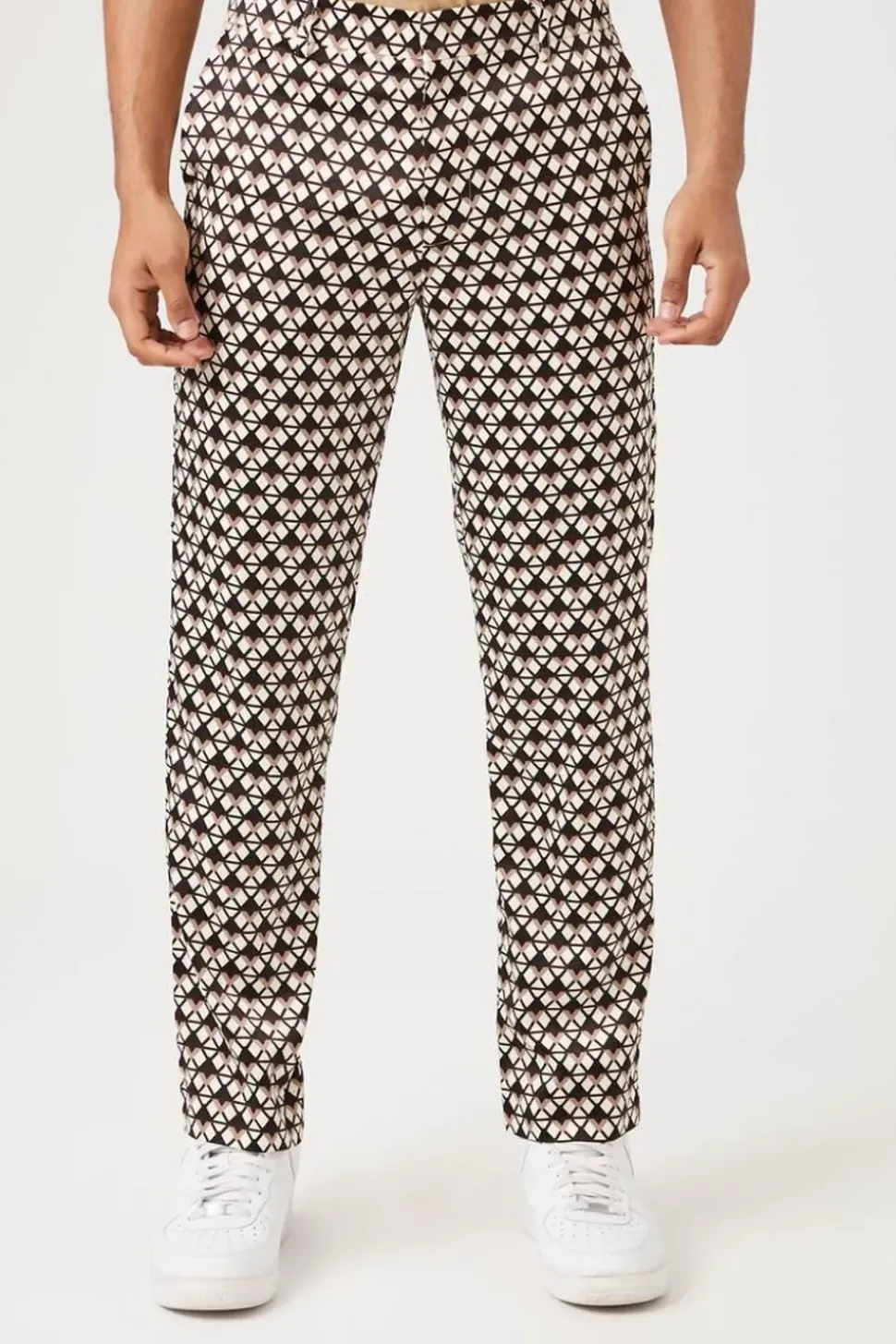 Geo Print Slim-Leg Pants