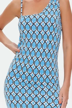Geo Print Slit Midi Dress