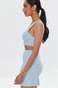 Gingham Crop Top & Mini Skirt Set