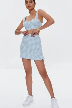Gingham Crop Top & Mini Skirt Set