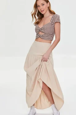 Gingham Cutout Crop Top