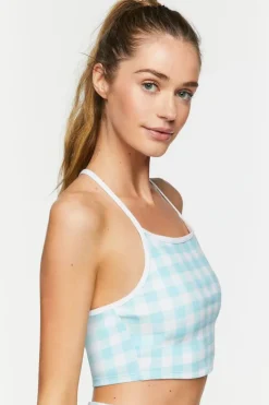 Gingham Longline Sports Bra