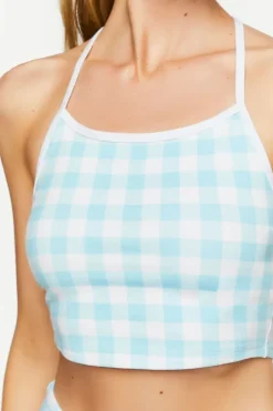 Gingham Longline Sports Bra