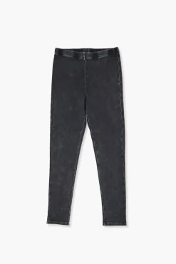 Girls Acid Wash Ribbed Leggings (Kids)