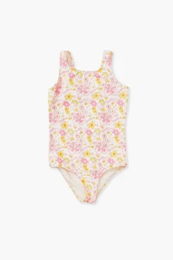 Girls Barbie® Floral One-Piece Swimsuit (Kids)