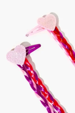 Girls Braided Hair Heart Snap Clip Set (Kids)