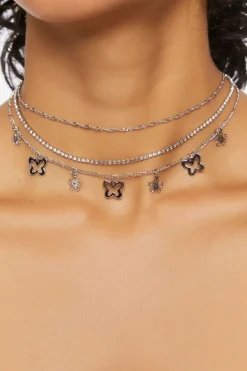 Girls Butterfly Charm Necklace Set (Kids)