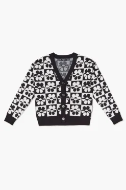 Girls Checkered Floral Cardigan Sweater (Kids)