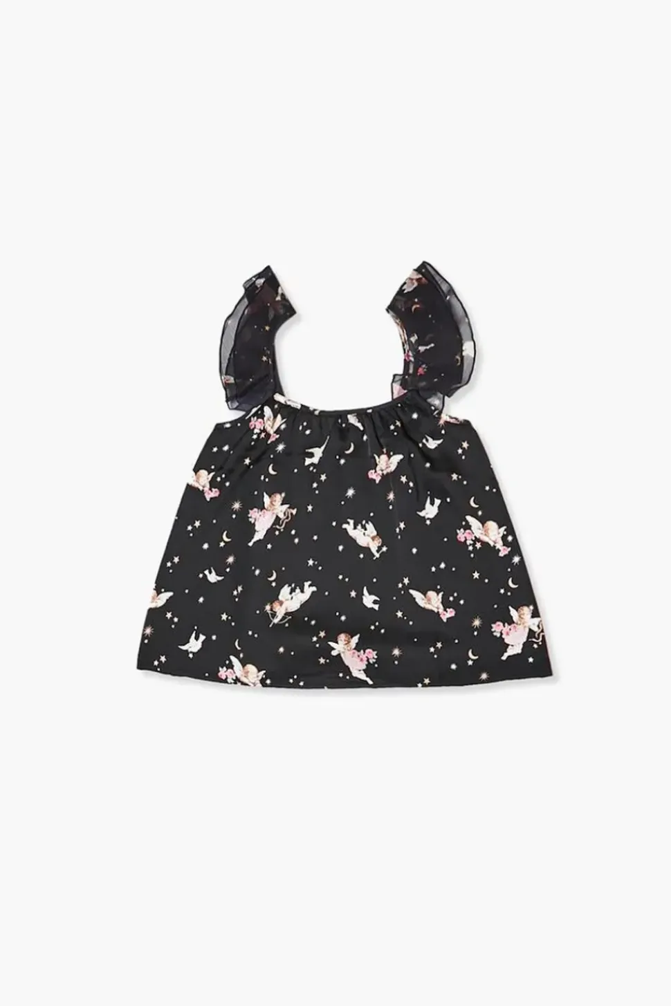 Girls Cupid Print Ruffle-Strap Top (Kids)
