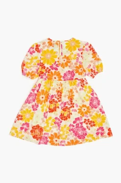Girls Floral Puff-Sleeve Dress (Kids)