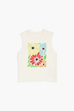 Girls Flower Graphic Muscle Tee (Kids)