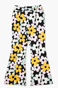 Girls Flower Print Flare-Leg Pants (Kids)