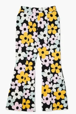 Girls Flower Print Flare-Leg Pants (Kids)
