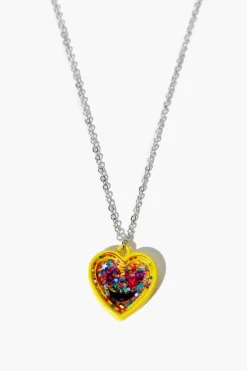Girls Glitter Heart Necklace (Kids)