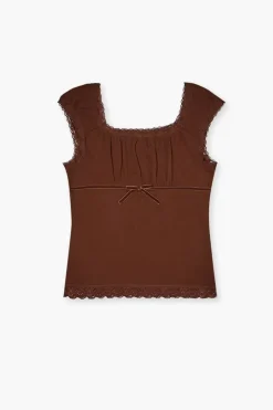 Girls Lace-Trim Cap-Sleeve Top (Kids)