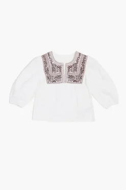 Girls Leaf Embroidered Top (Kids)