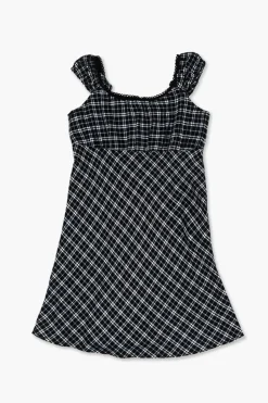 Girls Plaid Cap-Sleeve Dress (Kids)
