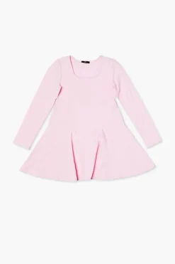 Girls Pleated Long-Sleeve Skater Dress (Kids)