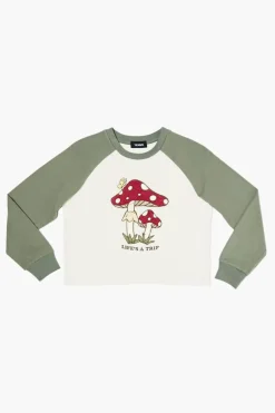 Girls Raglan Mushroom Graphic Tee (Kids)