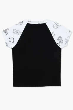 Girls Ribbed Graphic Raglan Tee (Kids)