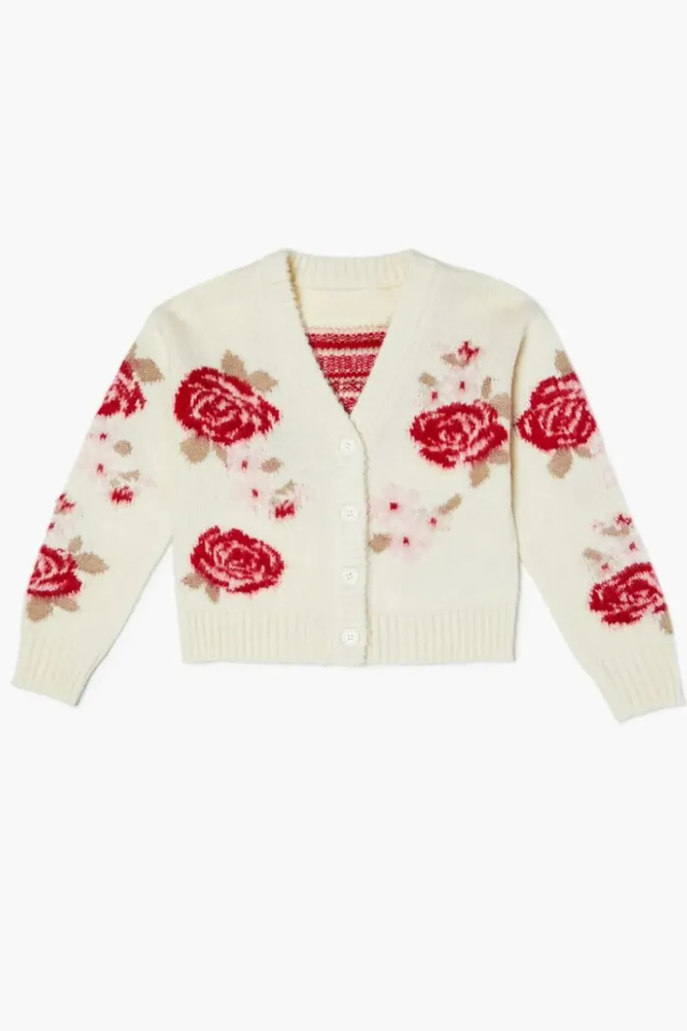 Girls Rose Print Cardigan Sweater (Kids)