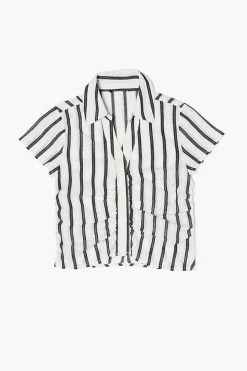 Girls Ruched Striped Shirt (Kids)