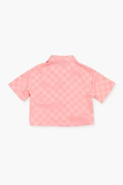 Girls Satin Checkered Shirt (Kids)