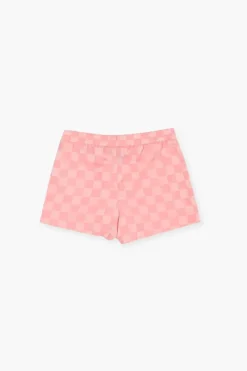 Girls Satin Checkered Shorts (Kids)