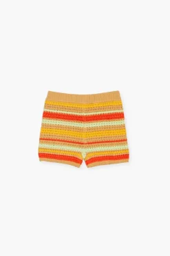 Girls Striped Crochet Shorts (Kids)