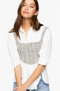 Glen Plaid Bustier Crop Top