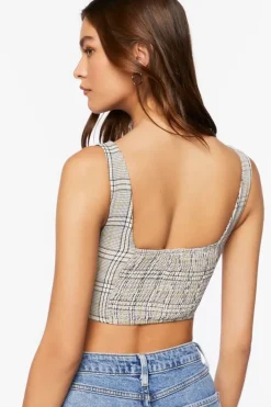 Glen Plaid Bustier Crop Top
