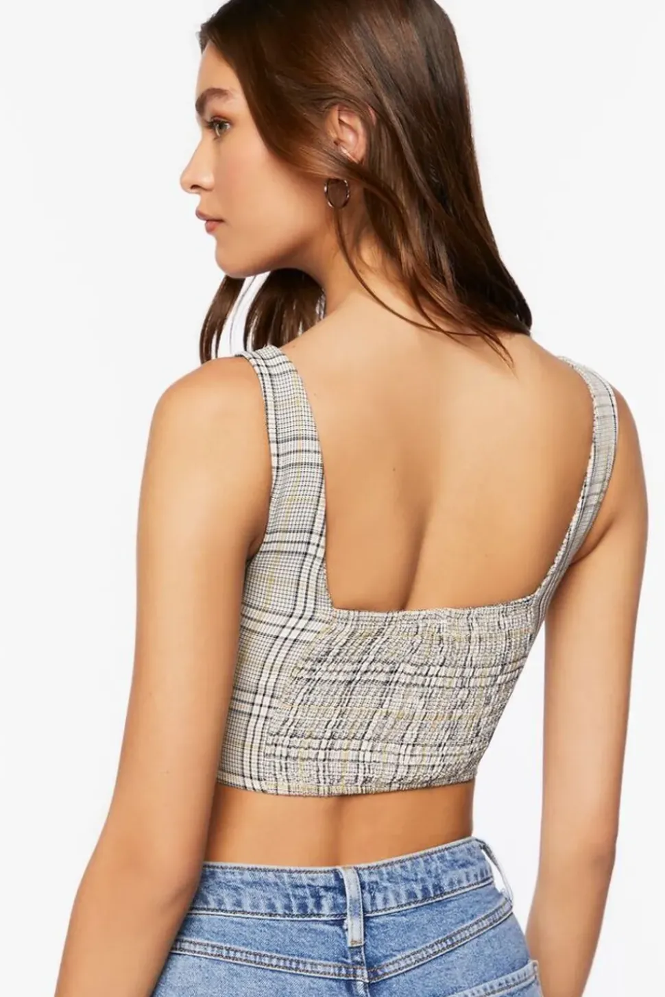 Glen Plaid Bustier Crop Top