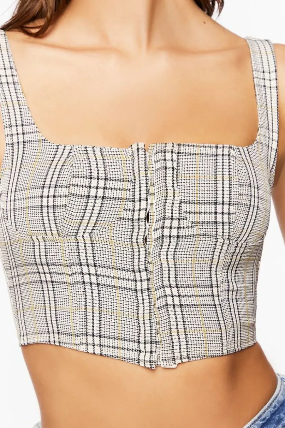 Glen Plaid Bustier Crop Top