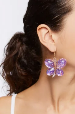 Glitter Butterfly Drop Earrings