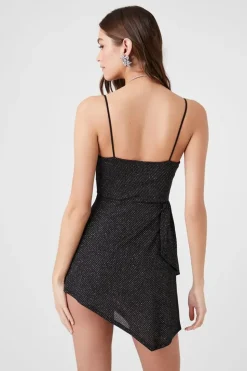 Glitter Knit Cowl Mini Dress
