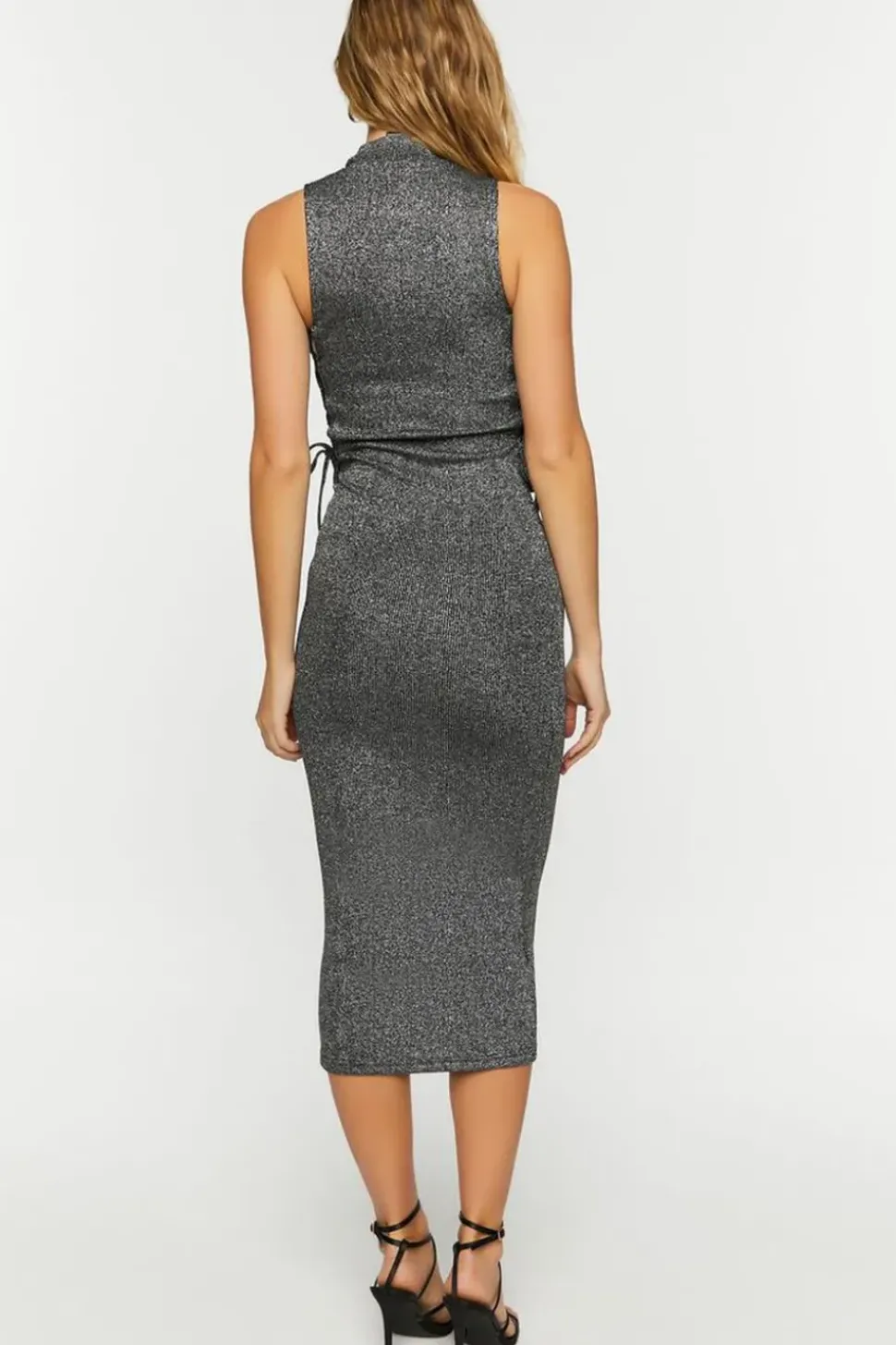 Glitter Knit Crisscross Midi Dress